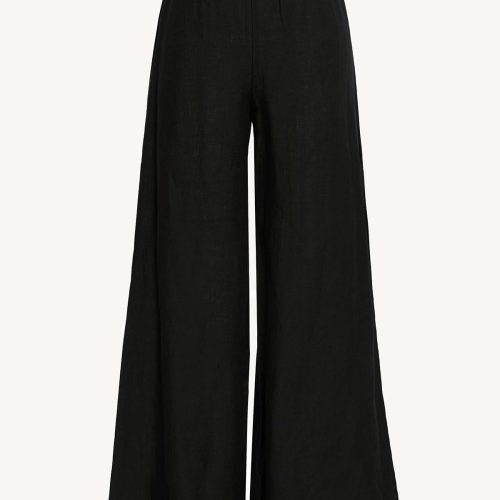 6056905 BlackEcolinen TallowsWideLegPant BLK LL F