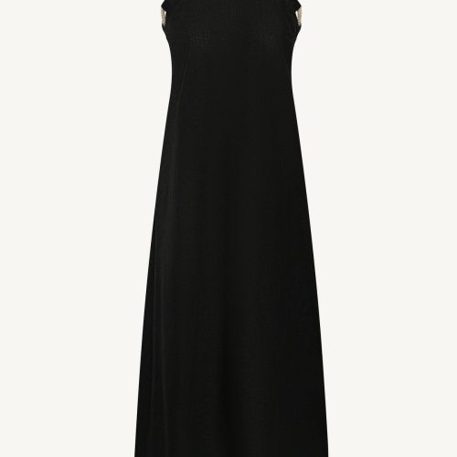 6120105 BlackEcolinen AveryHalterDress BLK LL detail