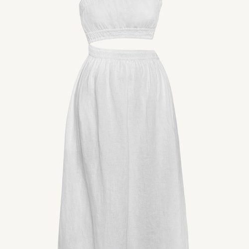 6120140 WhiteEcoLinen ReinaDress WHT LL