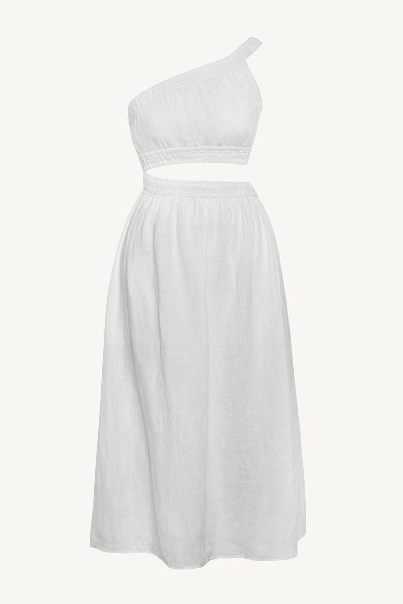 6120140 WhiteEcoLinen ReinaDress WHT LL