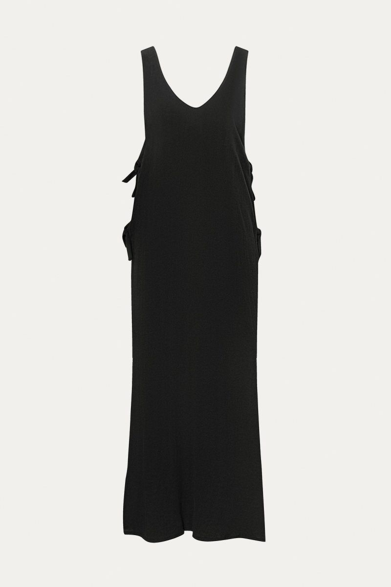 6124803 BlackCrinkleLinen RivieraDress BLK LL detail