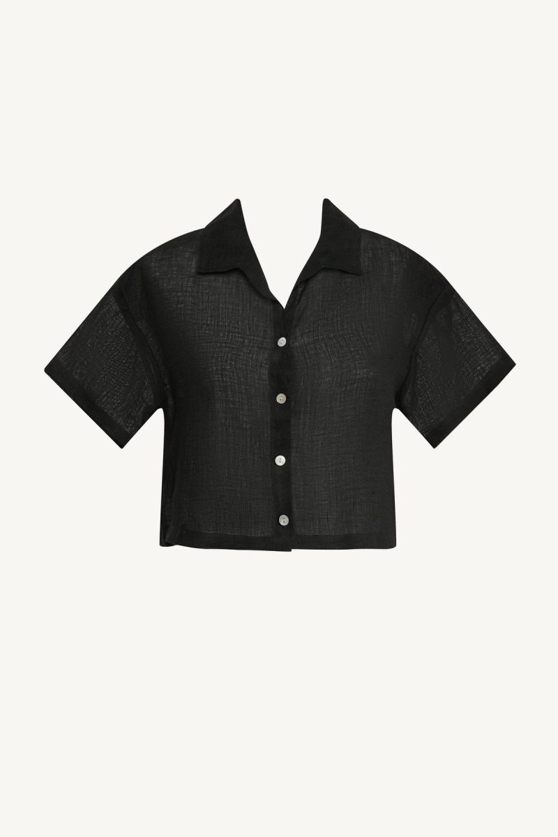 6137805 BlackEcolinen HanaCroppedShirt BLK LL detail