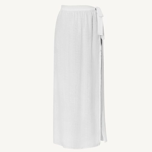 6267905 WhiteEcoLinen VeraWrapSkirt WHT LL F